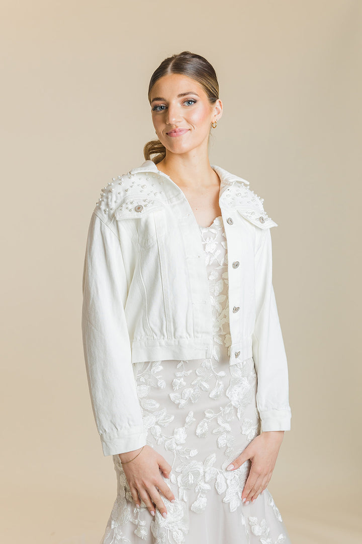 Classic Pearl Beaded Text Jacket