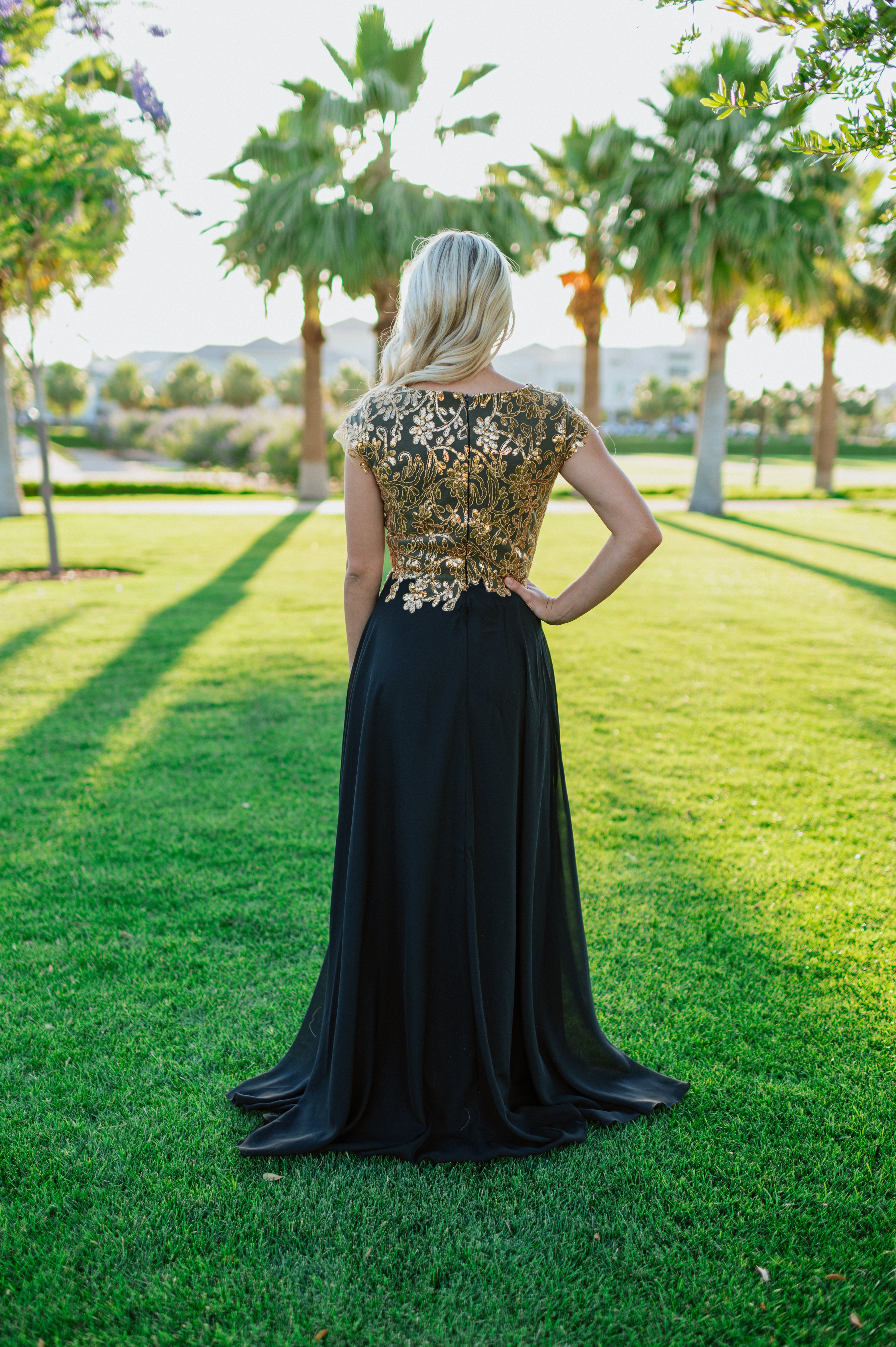 Black and gold bridesmaid dresses discount