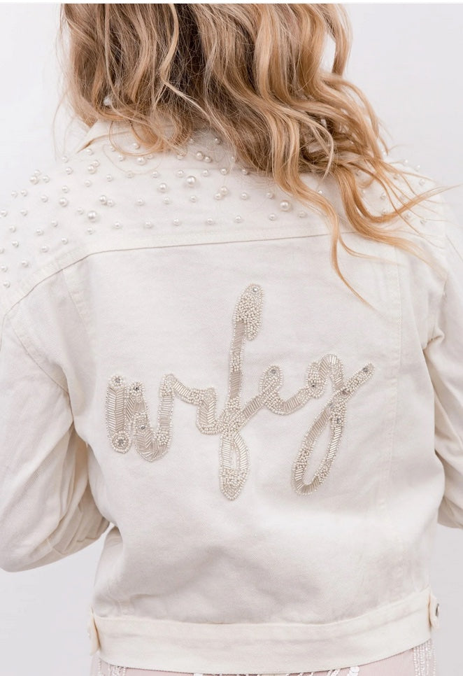 Classic Pearl Beaded Text Jacket