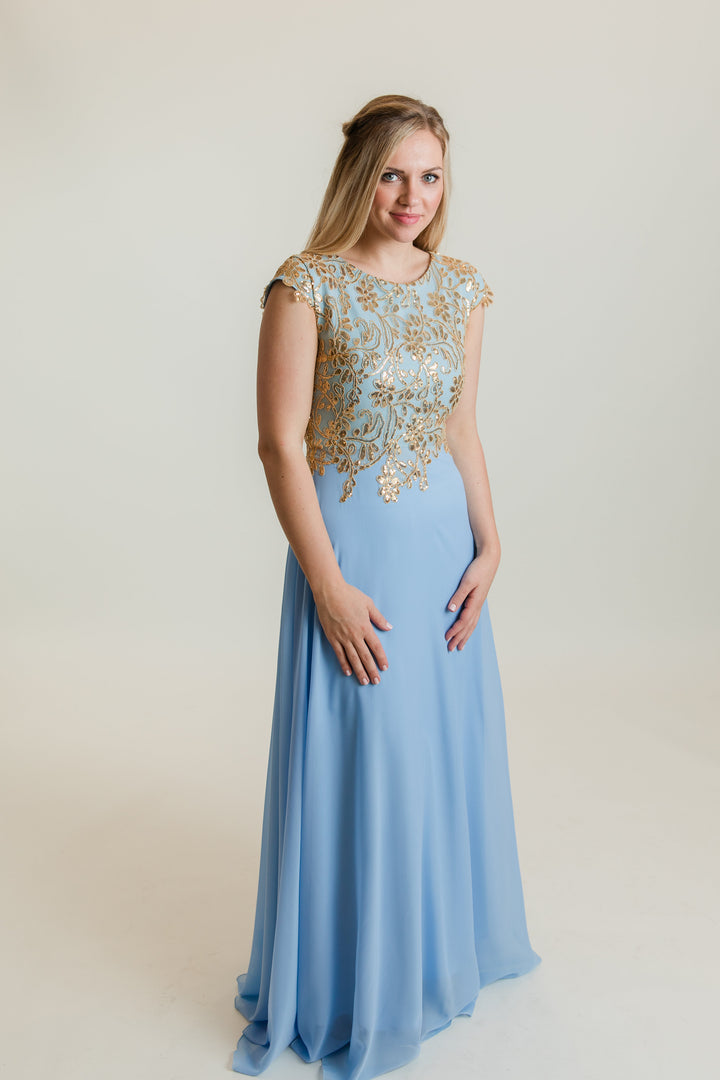 Monica - Light Blue/Gold